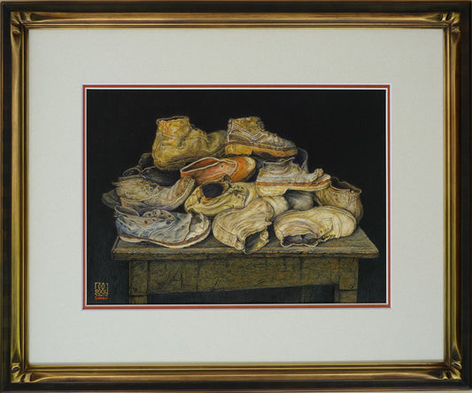 Vecchie scarpe contadine in un museo, Città di Castello- Umbria