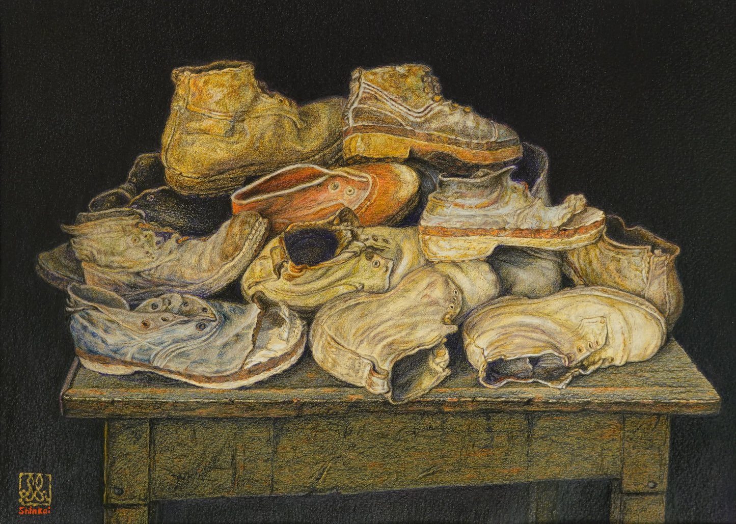 Vecchie scarpe contadine in un museo, Città di Castello- Umbria